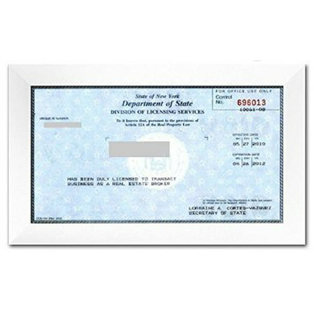 8.5 x 3.5 inches Simple White Wood Business/Cosmetology License Frame 